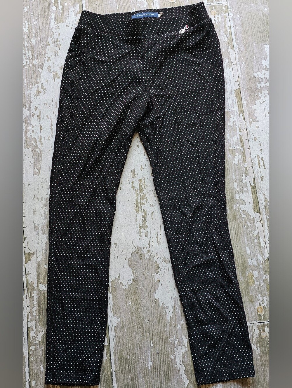 Tommy Hilfiger Black Pants with Tiny White Dot Print Ladies Size 8
